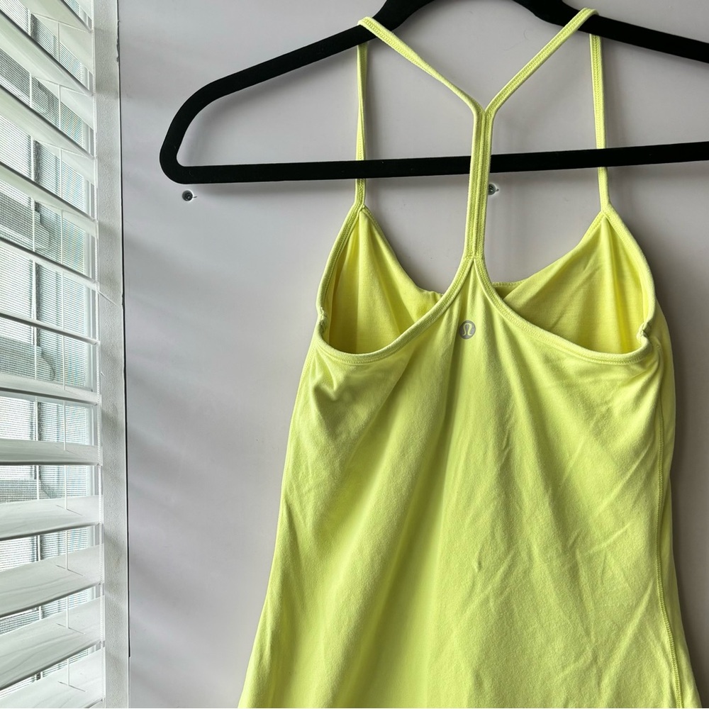 Lululemon Tank Top with Cross Strap Open Back Built In Bra Lime Green Size Small
